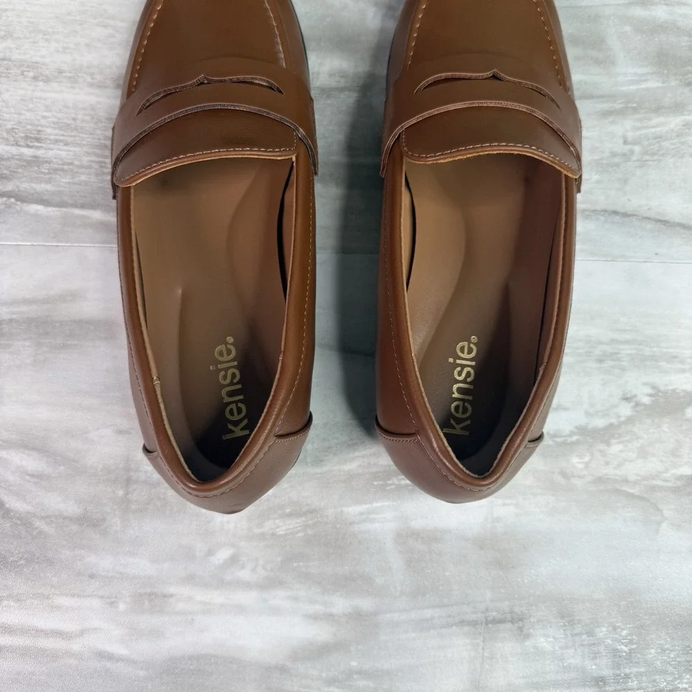 KENSIE Womens‎ Gitty Penny Loafer Slip on Casual Shoes Extra Padded Brown Sz 8.5
